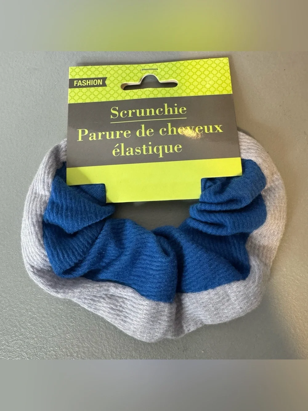 Two-Tone Blue & Gray Scrunchie